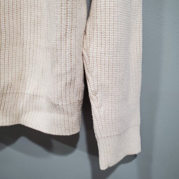 Lovers and Friends Women Ribbed Cream Sweater V-Neck Cutout Turtleneck Knit Sz S - Picture 14 of 14